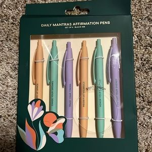 Daily Mantras Affirmation Pens.  Set of 6 black ink.